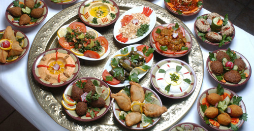 An Arabic buffet meal