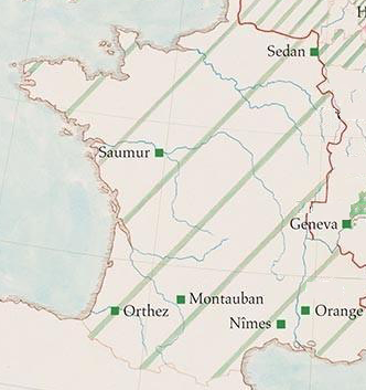 Location of Huguenot academies